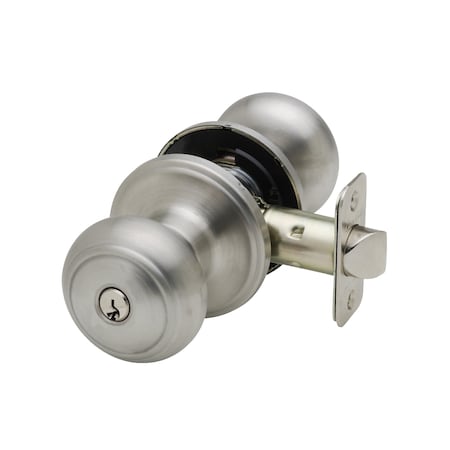 Colonial Knob Keyed Entry Function, Satin Stainless